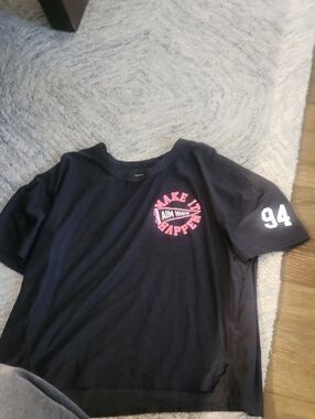 Old Navy Black Short Sleeve Tee with Pink 'Make It Happen' Graphic